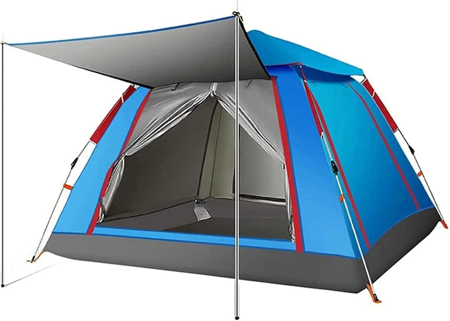 Automatic Pop-Up Camping Tent for 3-4 People, Ultralight Double Layer Instant Family Tent, Waterproof & Ventilated for Outdoor Sports, Hiking & Travel (Green/Blue)