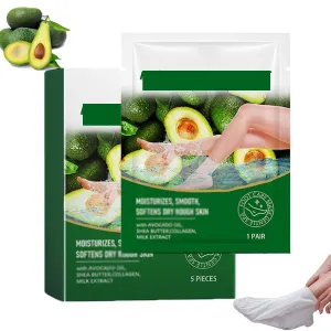 Avocado Moisturizing Foot Mask for Dry Cracked Feet, Exfoliating Foot Maskfor Soft and Smooth Touch Feet, Foot Care Spa Gifts for Women Men (5Pack/Box) (1PCS)