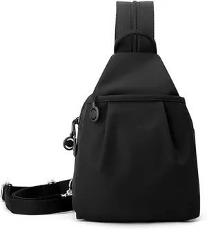 Backpack Chest Bags Double Zipper Large Capacity, Large Capacity Oxford Crossbody Backpack with Anti-Theft Design (Black)