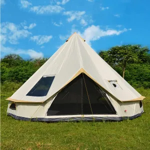 Backpacking Bell Tent with Top Stove Jack for All Year Living, 300D Oxford Waterproof Yurt Tents House for Camping Glamping, Parties, Outdoor Events-13/16.4FT