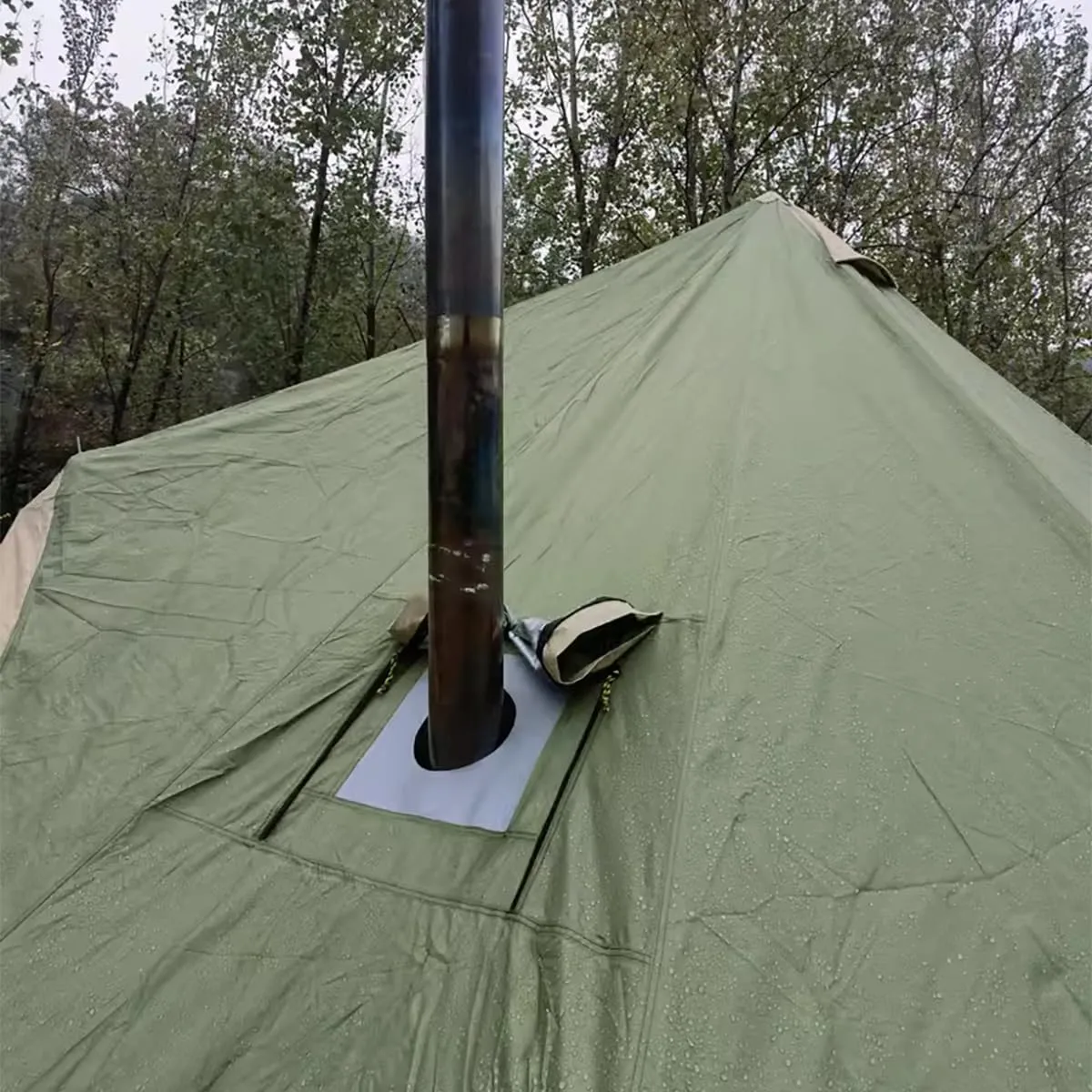 Backpacking Bell Tent with Top Stove Jack for All Year Living, 300D Oxford Waterproof Yurt Tents House for Camping Glamping, Parties, Outdoor Events-13/16.4FT