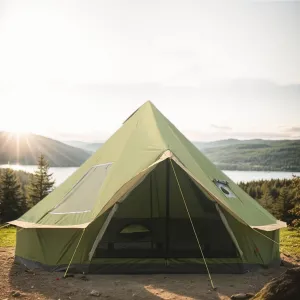 Backpacking Bell Tent with Top Stove Jack for All Year Living, 300D Oxford Waterproof Yurt Tents House for Camping Glamping, Parties, Outdoor Events-13/16.4FT