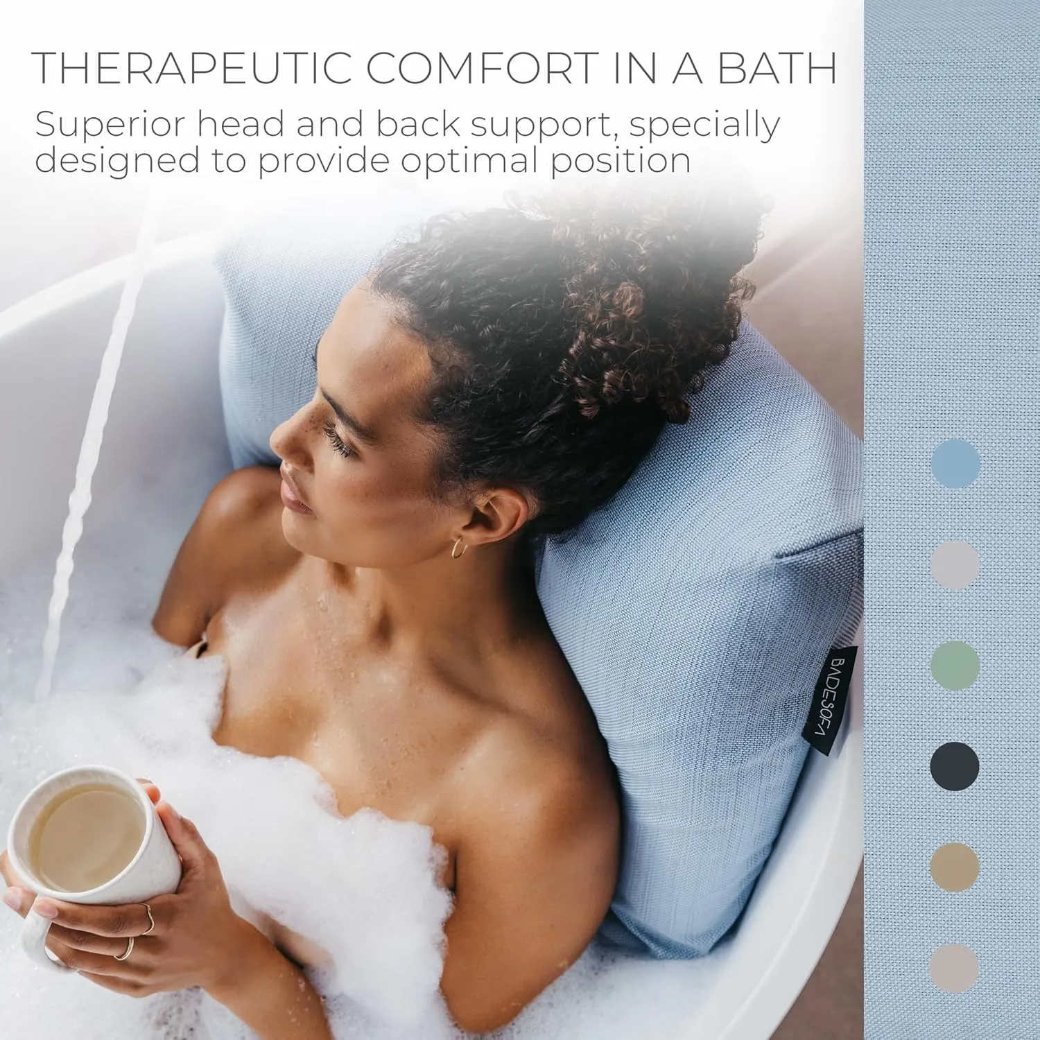 BADESOFA® Luxury Bath Tub Pillow S | Premium-Quality Materials | Comfortable & Quick-Drying | Washable Tub Cushion | Relaxing Bath Cushion in Blue | Home Spa | Universal Fit for Any Bathtub