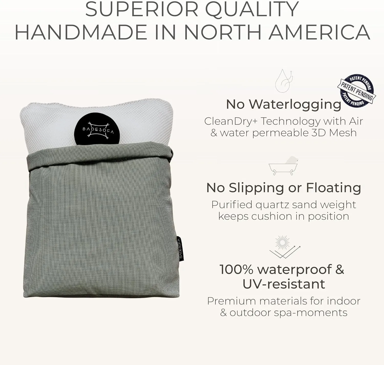 BADESOFA® Luxury Bath Tub Pillow S | Premium-Quality Materials | Comfortable & Quick-Drying | Washable Tub Cushion | Relaxing Bath Cushion in Blue | Home Spa | Universal Fit for Any Bathtub