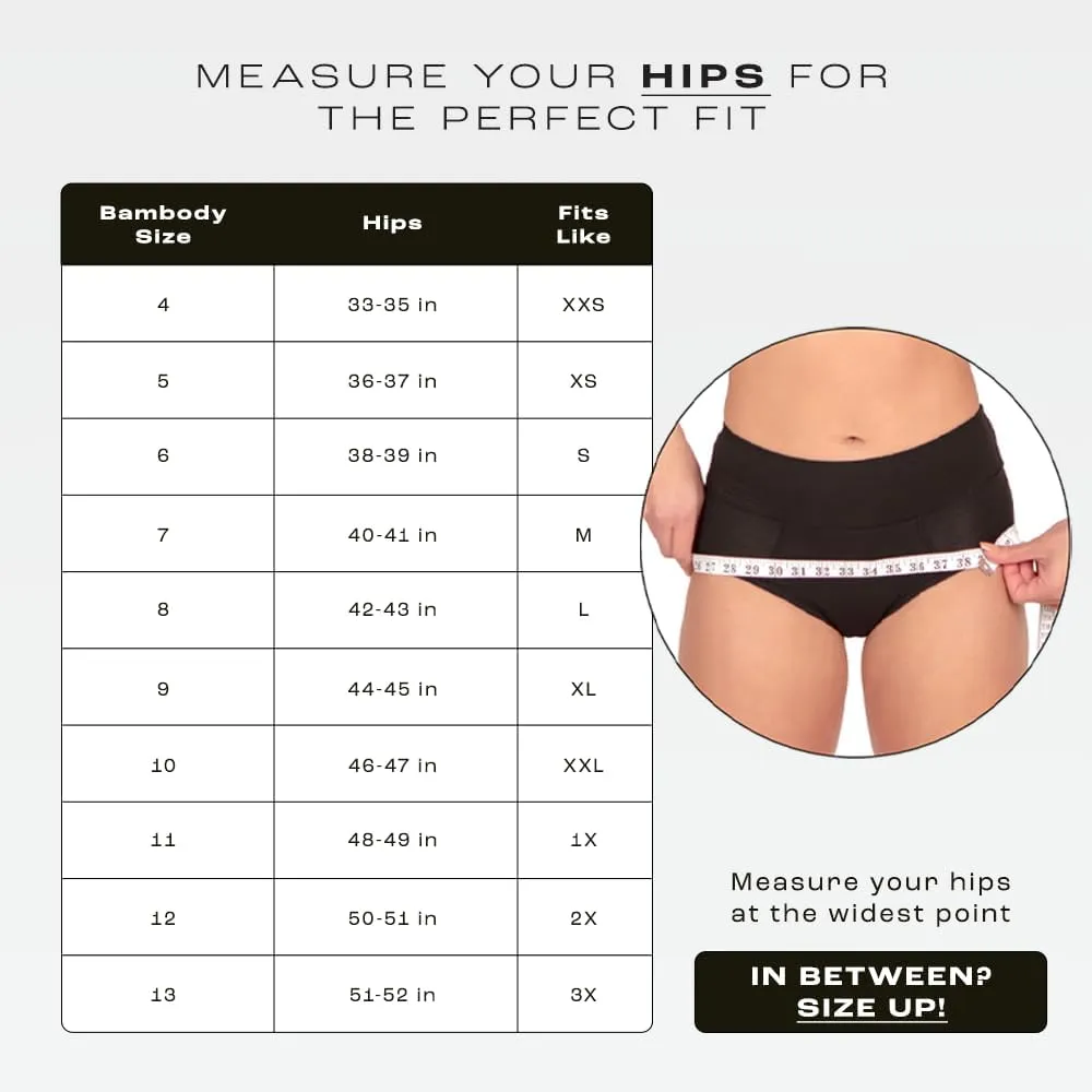 Bambody Absorbent Panties, Period Underwear for Women and Teens - Leakproof, Soft, Comfortable, Breathable Postpartum