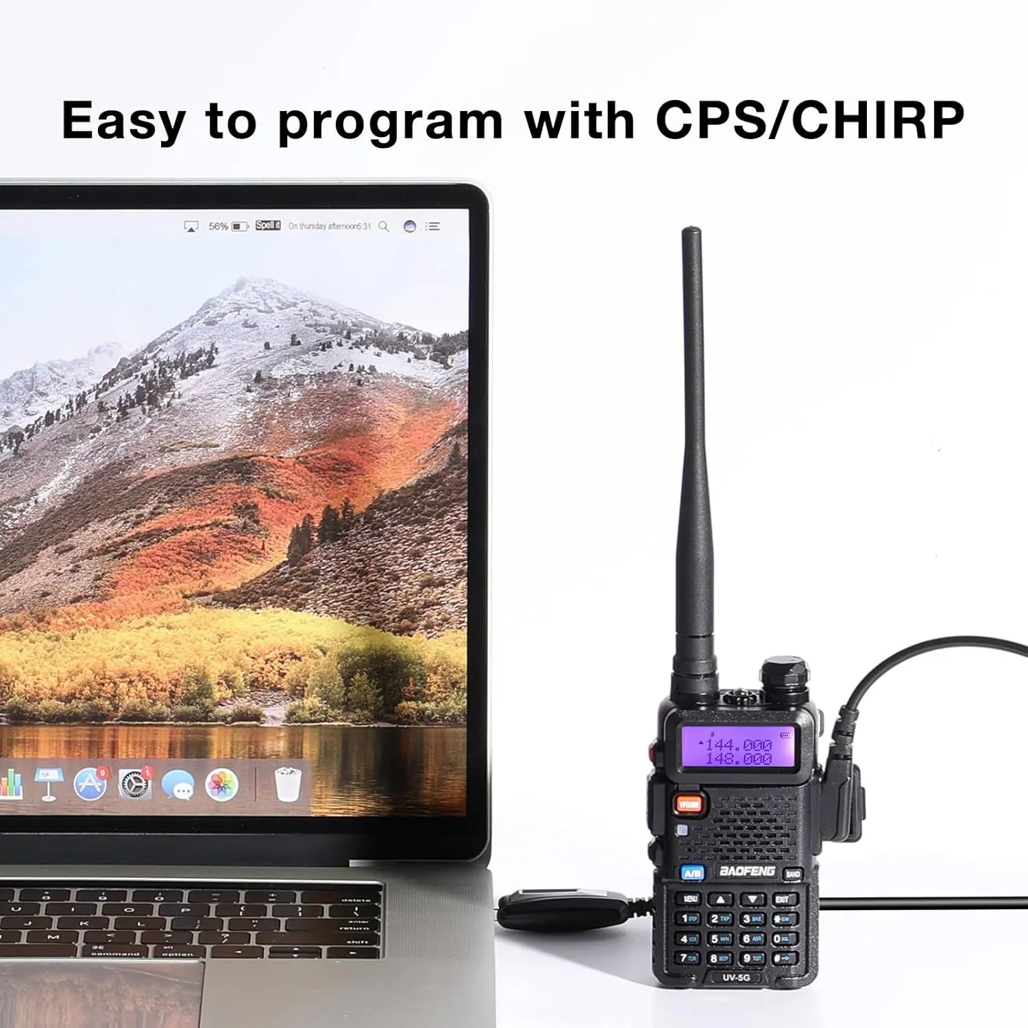 BAOFENG UV-5G (UV-5X) GMRS Handheld Radio, Long Range Rechargeable Two Way Radio for Adults NOAA Weather Receiver & Scanner, with Two 15.5" High Gain Antenna & Programming Cable Support Chirp, 2 Pack