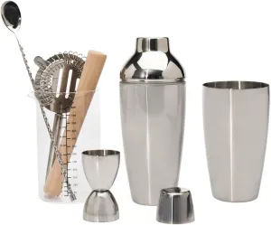 Bar Tool Set with Stand - Stainless Steel Bartender Mixology Kit Godinger