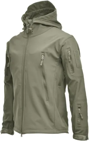 BaronHong Men's Outdoor Hiking Soft Shell Jackets Combat Hooded Coat Camping Hunting Jacket