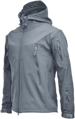 BaronHong Men's Outdoor Hiking Soft Shell Jackets Combat Hooded Coat Camping Hunting Jacket