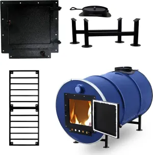 barrel woodstove kit – Perfect for 30-55 Gallon barrel metal barrel - With 55g burn barrel grate barrel stove kits - Fire wood camp stove barrel stove kit & fireplace grates For Cooking