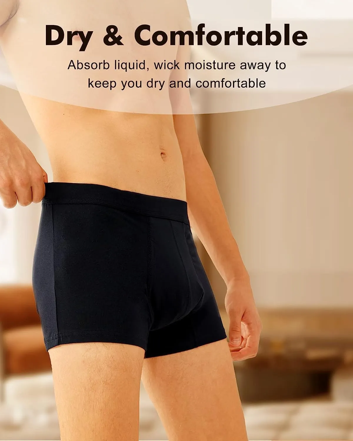 BATTEWA Incontinence Underwear for Men Cotton Leak Proof Boxer Briefs Absorbent Postoperative Bladder Control Adults Panties 50mL