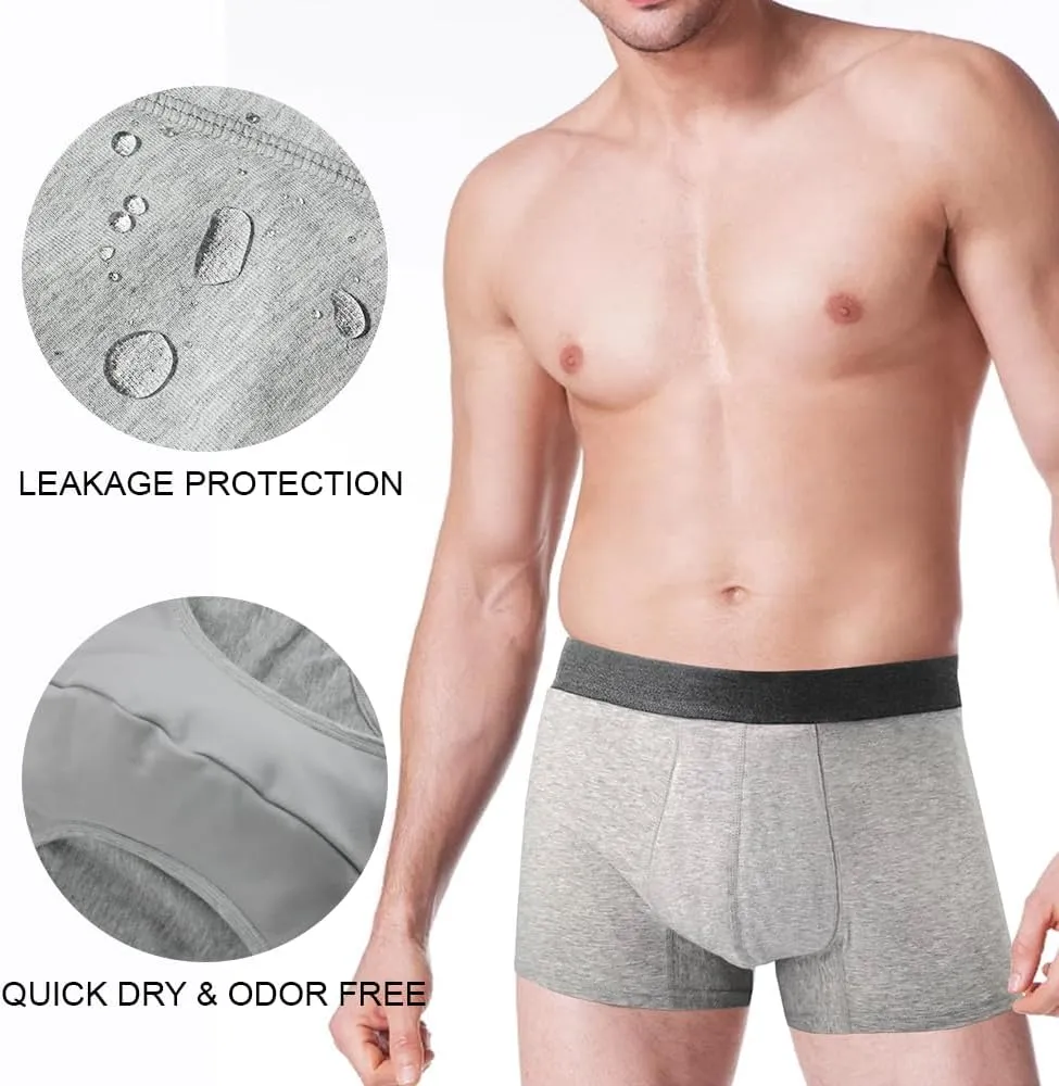 BATTEWA Incontinence Underwear for Men Cotton Leak Proof Boxer Briefs Absorbent Postoperative Bladder Control Adults Panties 50mL