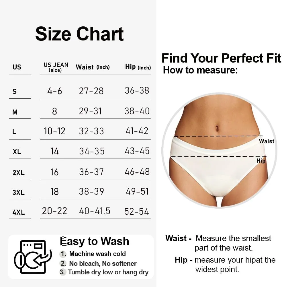 Battewa Leak Proof Underwear for Women Incontinence Underwear Teens Ladies Cotton Leakproof Panties Bikini Absorbent 40ml,3Pack (3Color,Medium)