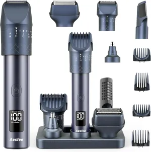 Beard Trimmer and Clippers Set for Men with Precise Dial Adjustable 20 Settings, All-in-One Electric Shavers Haircuts Kit Hair Trimmers for Body Nose - IPX7 Waterproof Wet and Dry, USB-C Charging Dock
