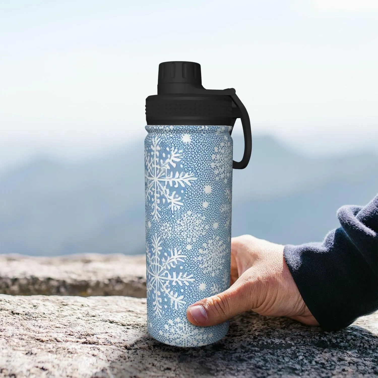 Beautiful Dragonfly In Black And Purple pattern Sports Leak Proof Water Bottle 18 oz, Insulated Water Bottles for Bicycles,Fitness,Yoga,Hiking etc.Black And Purple