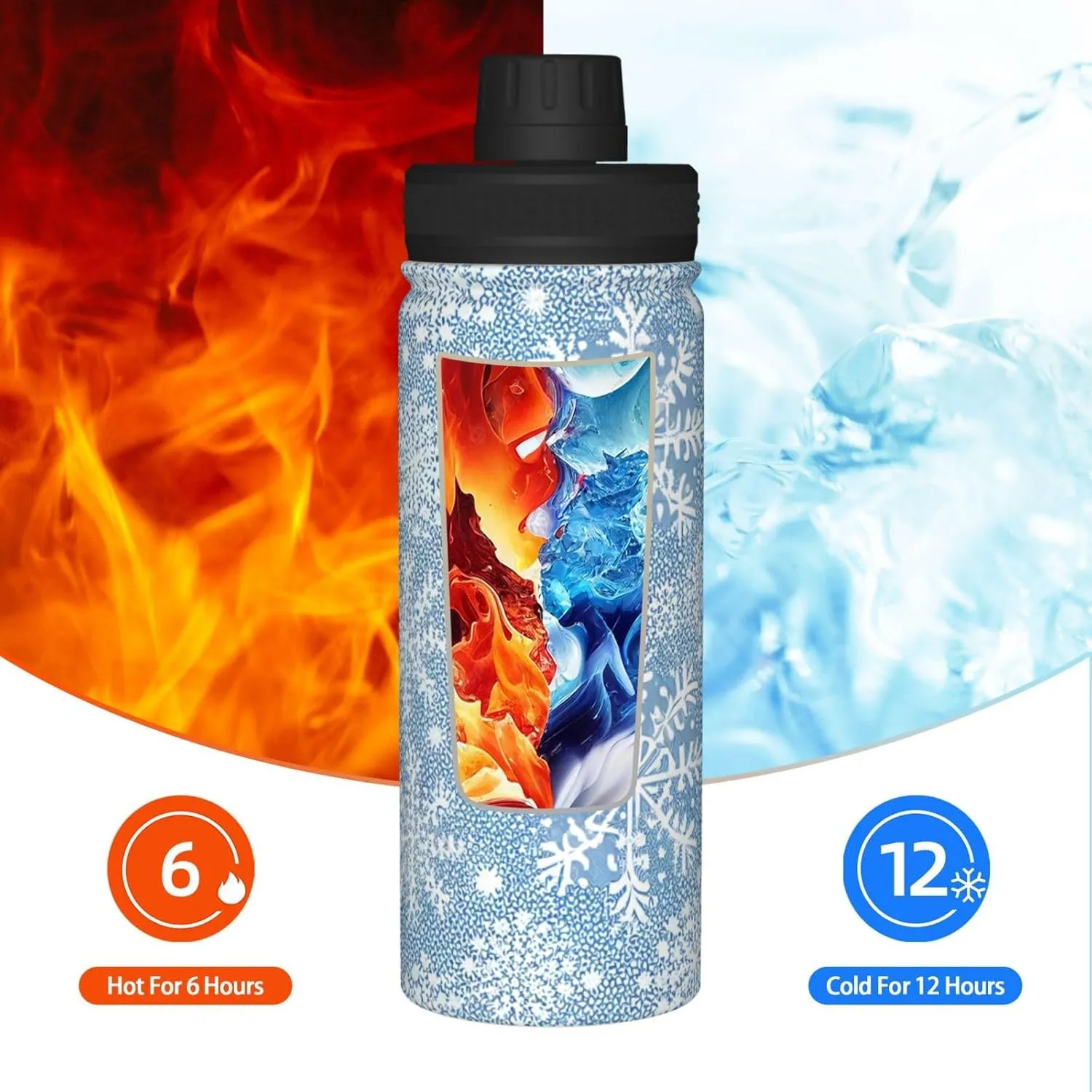 Beautiful Dragonfly In Black And Purple pattern Sports Leak Proof Water Bottle 18 oz, Insulated Water Bottles for Bicycles,Fitness,Yoga,Hiking etc.Black And Purple