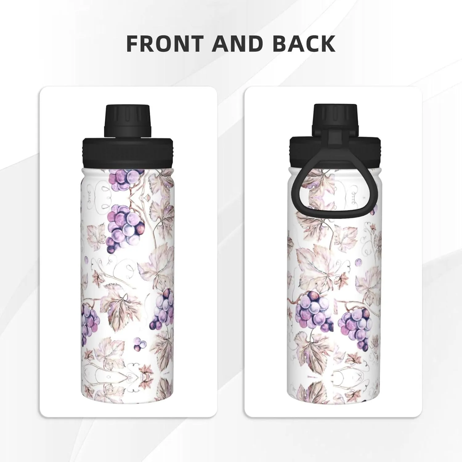 Beautiful Grape Leaves 18oz Sports Insulated Bottle For Outdoor Activities,Your Ideal Companion Staying Hydrated