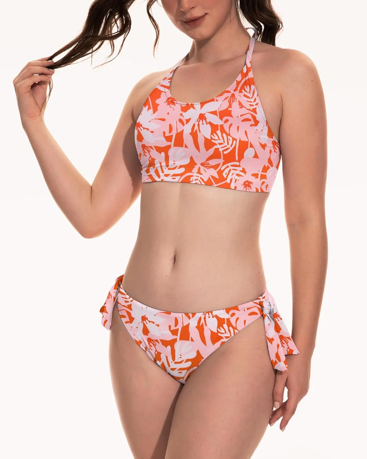 Beautikini Period Swimwear for Teens Two Piece Menstrual Leakproof Swimsuit Halter Bikini Set Bathing Suits for Girls Women