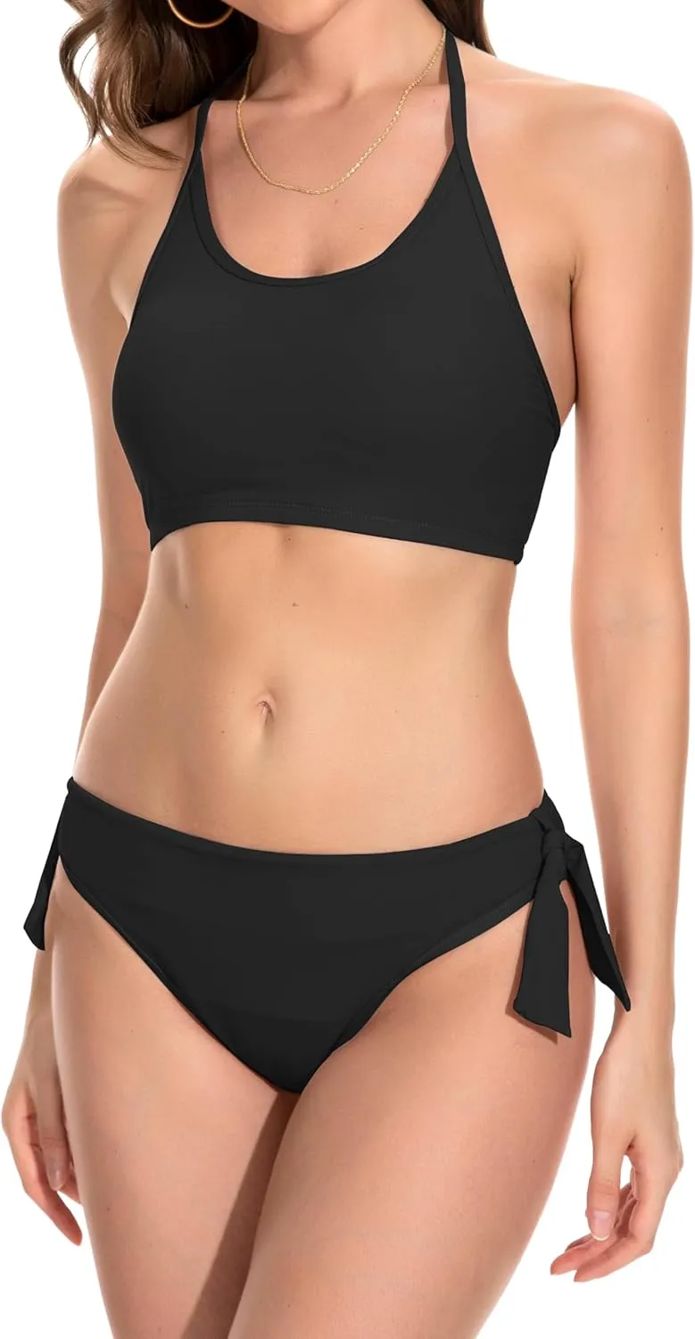 Beautikini Period Swimwear for Teens Two Piece Menstrual Leakproof Swimsuit Halter Bikini Set Bathing Suits for Girls Women