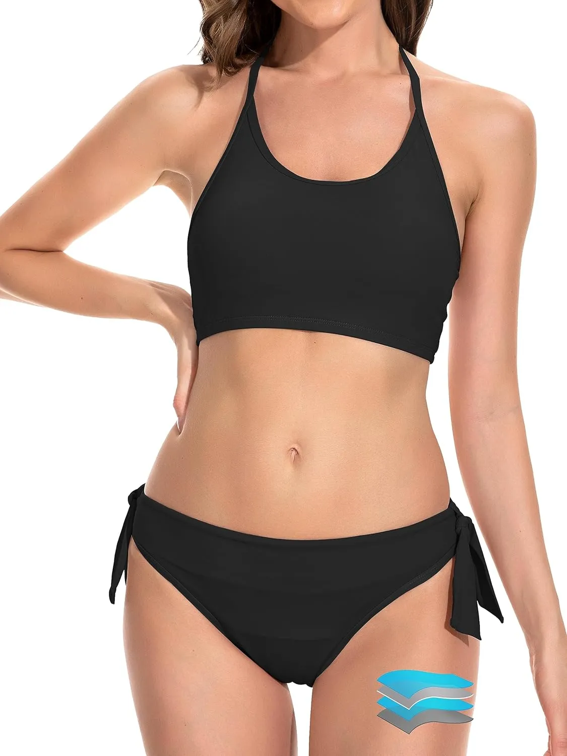 Beautikini Period Swimwear for Teens Two Piece Menstrual Leakproof Swimsuit Halter Bikini Set Bathing Suits for Girls Women