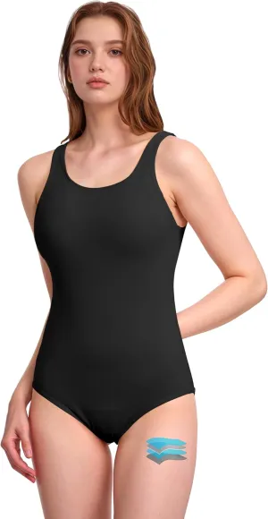 Beautikini Period Swimwear Leakproof Menstrual One Piece Athletic Swimsuit U-Back Bathing Suits for Teen Girls