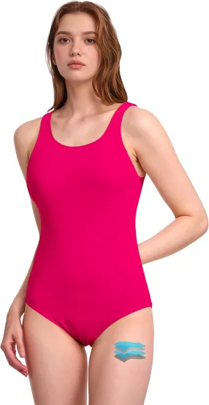 Beautikini Period Swimwear Leakproof Menstrual One Piece Athletic Swimsuit U-Back Bathing Suits for Teen Girls