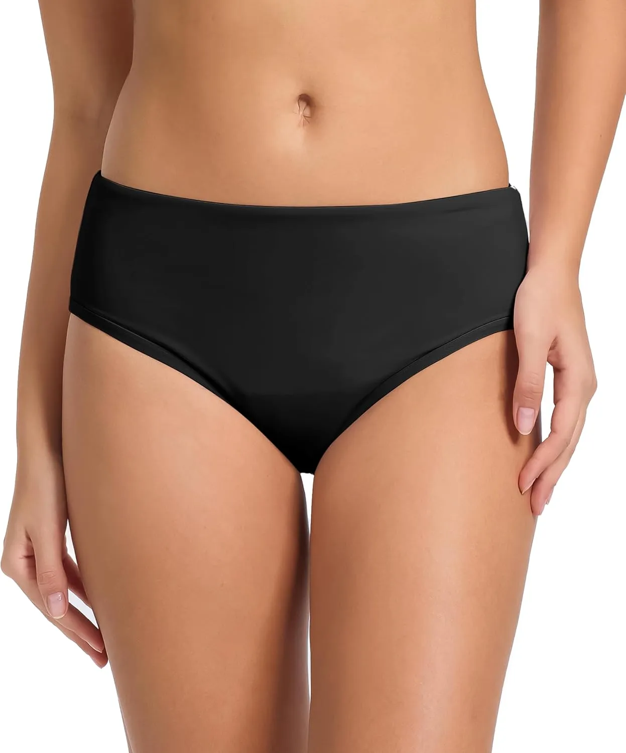 Beautikini Period Swimwear Leakproof Menstrual Swimsuit Mid Waist Bathing Suit Bikini Bottoms for Teen Girls Women