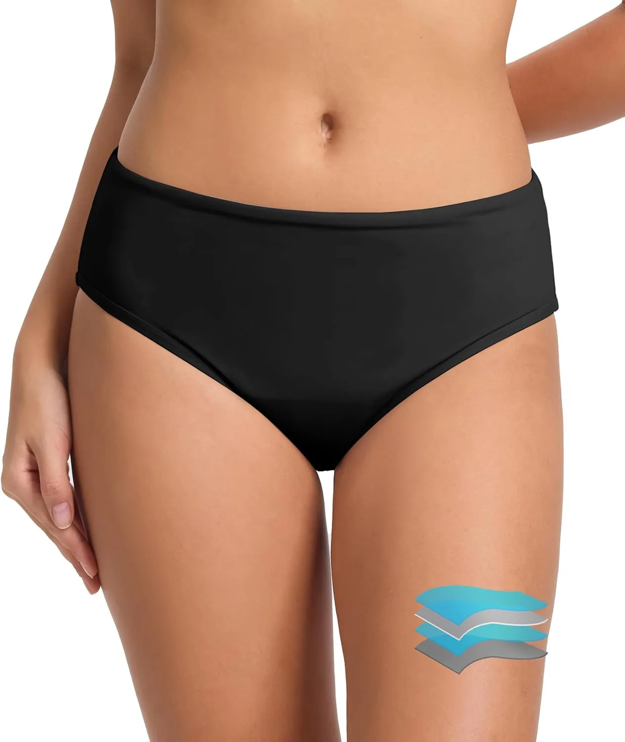 Beautikini Period Swimwear Leakproof Menstrual Swimsuit Mid Waist Bathing Suit Bikini Bottoms for Teen Girls Women