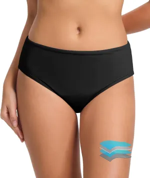 Beautikini Period Swimwear Leakproof Menstrual Swimsuit Mid Waist Bathing Suit Bikini Bottoms for Teen Girls Women