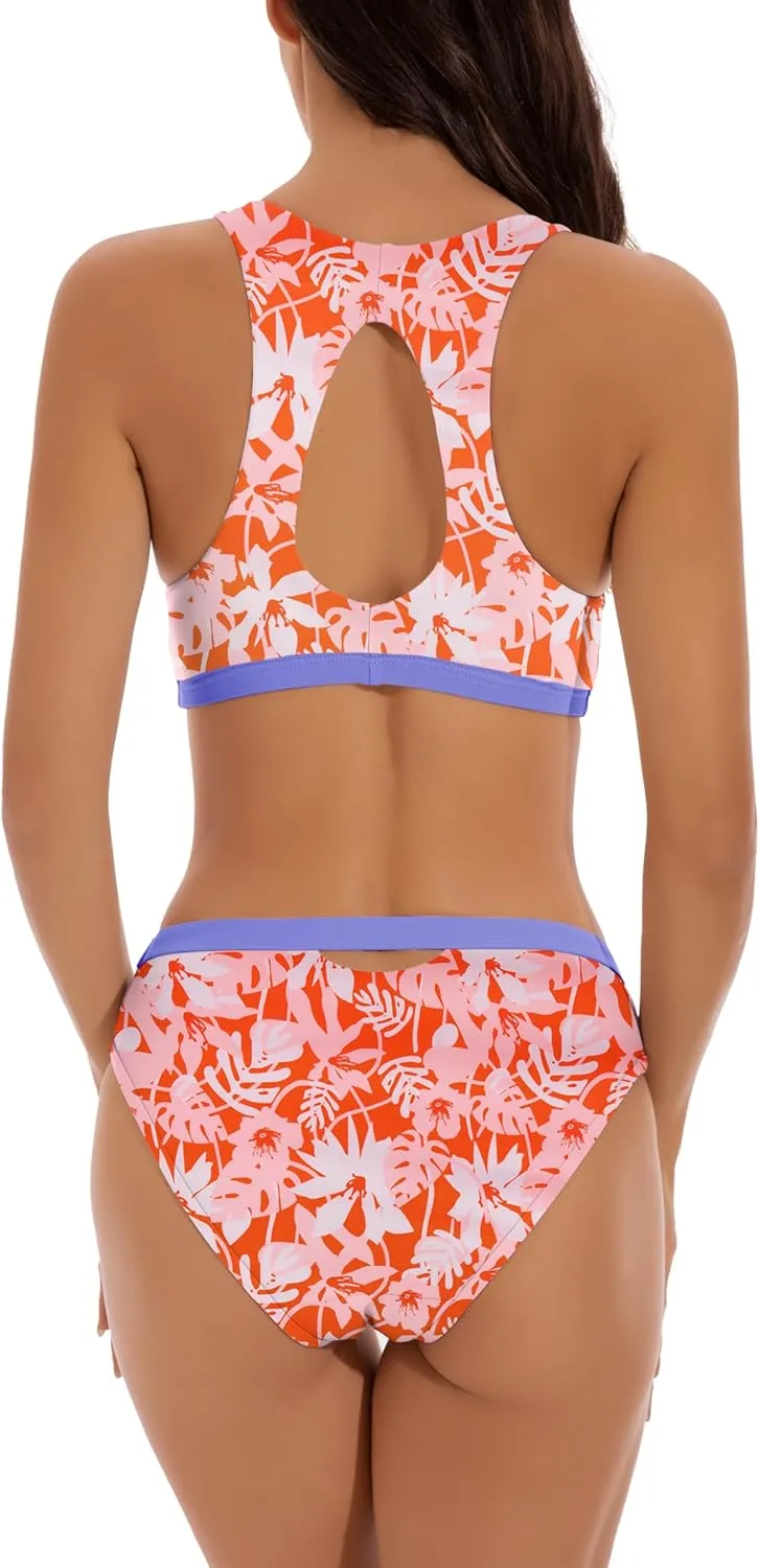 Beautikini Period Swimwear Menstrual Two Piece Swimsuit Leakproof Bikini Sets Sporty Bathing Suit for Teen Girls