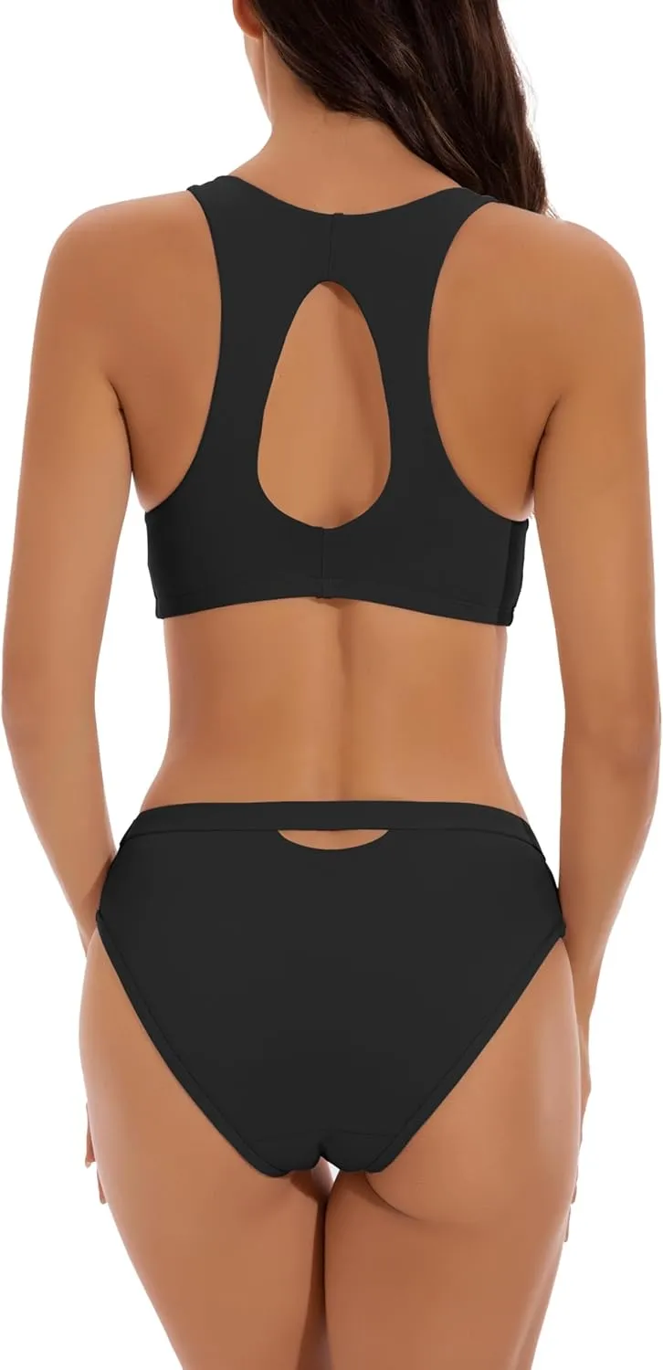 Beautikini Period Swimwear Menstrual Two Piece Swimsuit Leakproof Bikini Sets Sporty Bathing Suit for Teen Girls