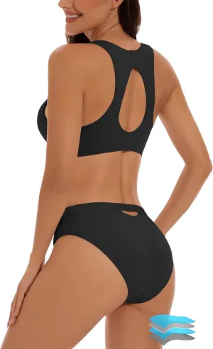 Beautikini Period Swimwear Menstrual Two Piece Swimsuit Leakproof Bikini Sets Sporty Bathing Suit for Teen Girls