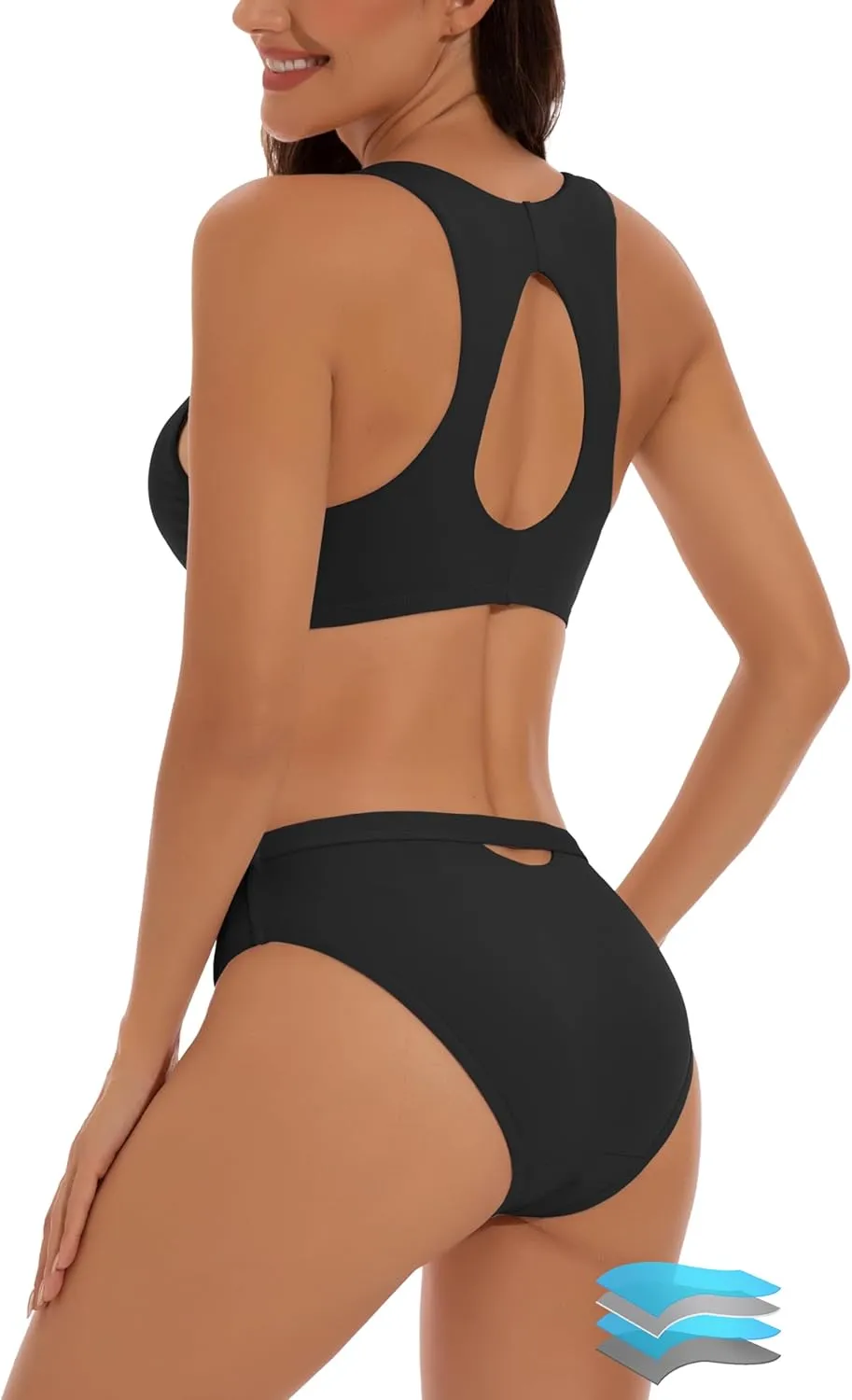 Beautikini Period Swimwear Menstrual Two Piece Swimsuit Leakproof Bikini Sets Sporty Bathing Suit for Teen Girls