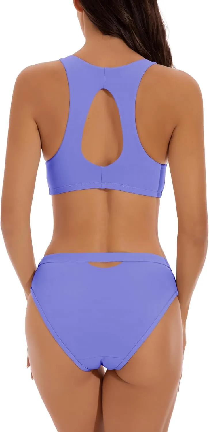 Beautikini Period Swimwear Menstrual Two Piece Swimsuit Leakproof Bikini Sets Sporty Bathing Suit for Teen Girls