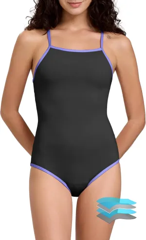 Beautikini Period Swimwear One Piece Leakproof Swimsuit Racerback Training Menstrual Bathing Suit for Teen Girls Women