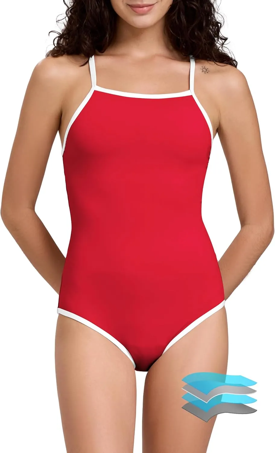 Beautikini Period Swimwear One Piece Leakproof Swimsuit Racerback Training Menstrual Bathing Suit for Teen Girls Women