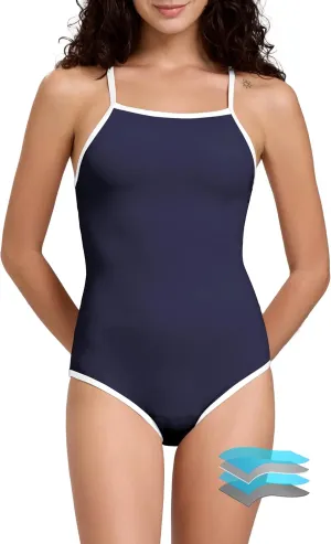 Beautikini Period Swimwear One Piece Leakproof Swimsuit Racerback Training Menstrual Bathing Suit for Teen Girls Women