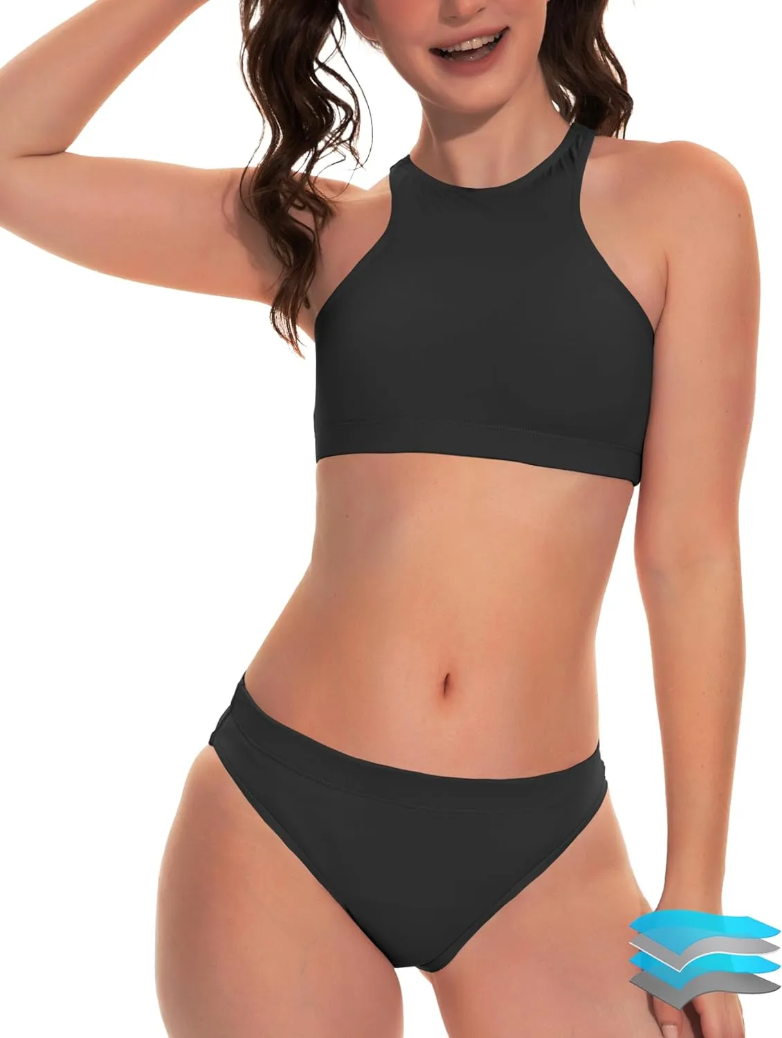 Beautikini Period Swimwear Two Piece Sporty Swimsuit Bikini Menstrual Leakproof Bathing Suit for Teen Girls