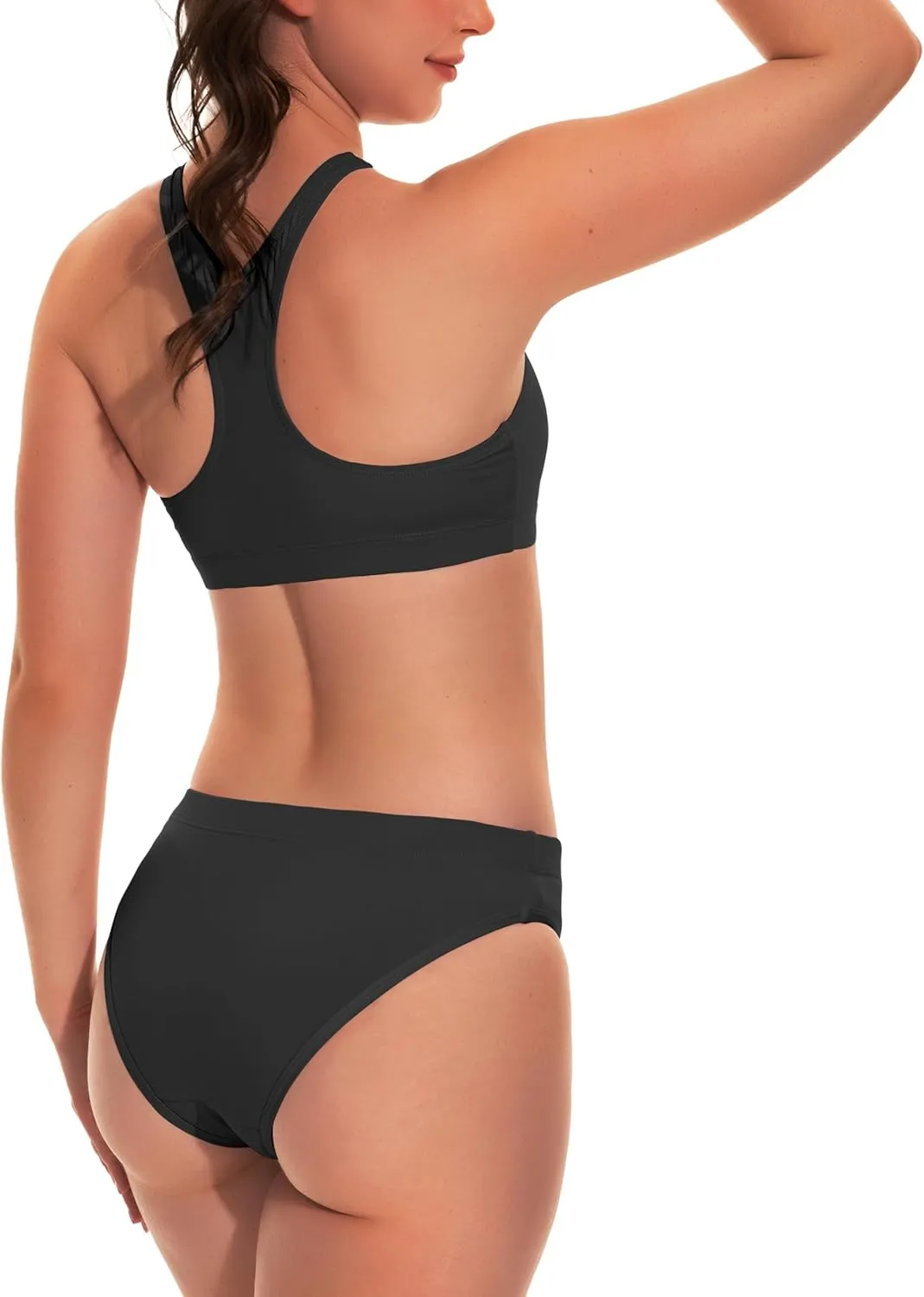 Beautikini Period Swimwear Two Piece Sporty Swimsuit Bikini Menstrual Leakproof Bathing Suit for Teen Girls