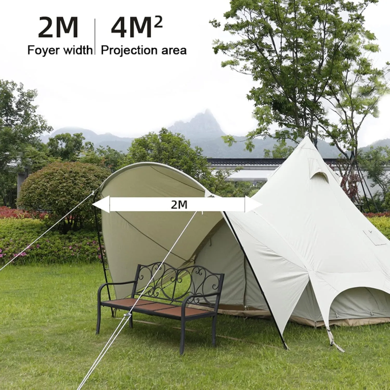 Bell Tent- W/Stove Jack, Waterproof 4 Season Luxury Outdoor Camping and Glamping Yurt Tent for Family Camping Outdoor Hunting Party (Beige 450X600X270CM) (Beige 450X600X270CM)