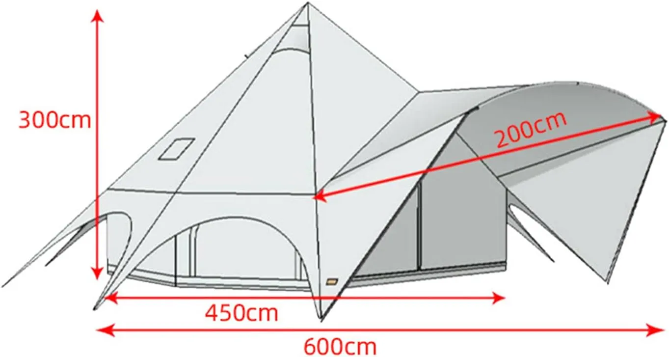 Bell Tent- W/Stove Jack, Waterproof 4 Season Luxury Outdoor Camping and Glamping Yurt Tent for Family Camping Outdoor Hunting Party (Beige 450X600X270CM) (Beige 450X600X270CM)