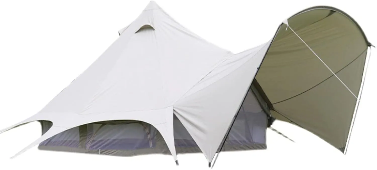 Bell Tent- W/Stove Jack, Waterproof 4 Season Luxury Outdoor Camping and Glamping Yurt Tent for Family Camping Outdoor Hunting Party (Beige 450X600X270CM) (Beige 450X600X270CM)