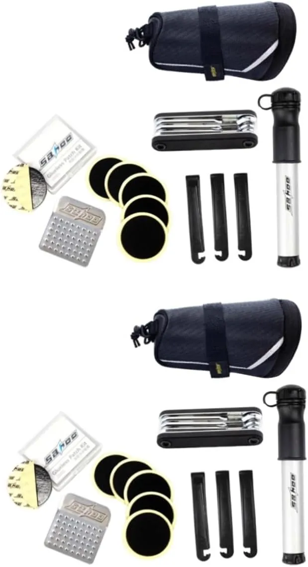 BESPORTBLE -one Bike Repair Tool Kit Tire Repair Kit with Plugs Multi Tool Saddle Bag Pump Inflator Patch Crowbar Chain Splitter for Home Use