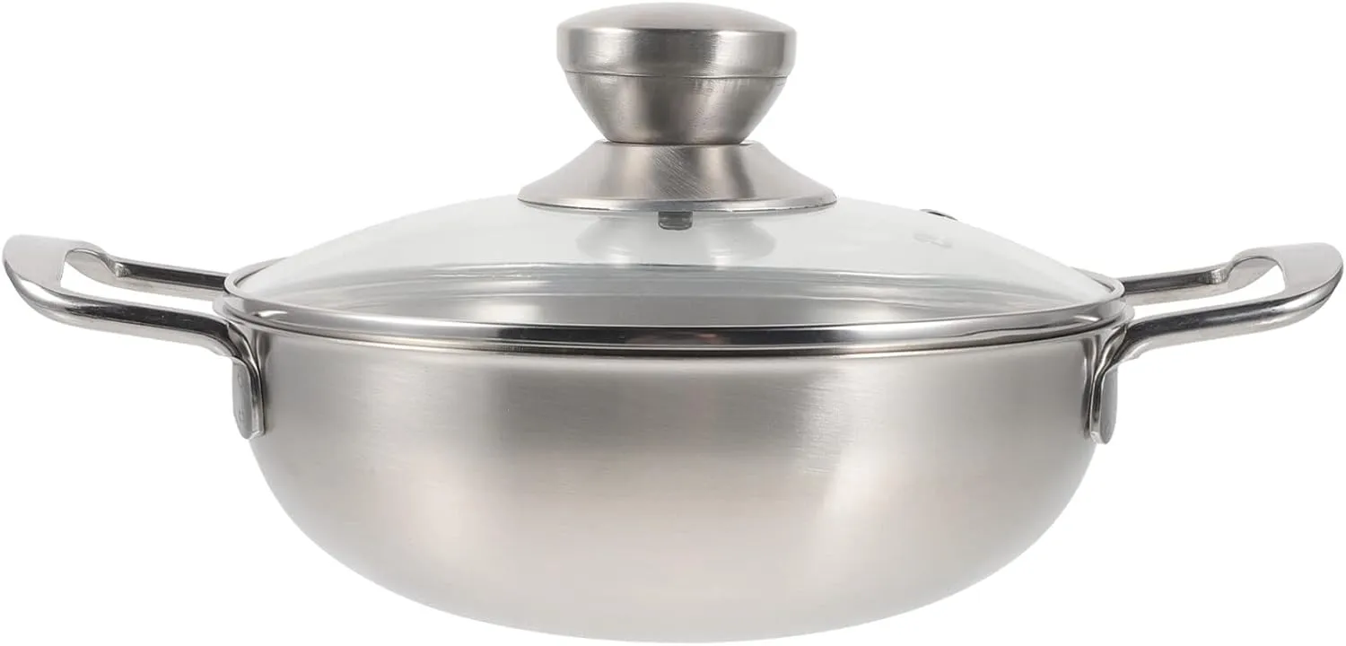 BESPORTBLE Small Cooking Pots Portable Outdoor Pot 18cm Stainless Steel Non-Stick Durable for Home Restaurant