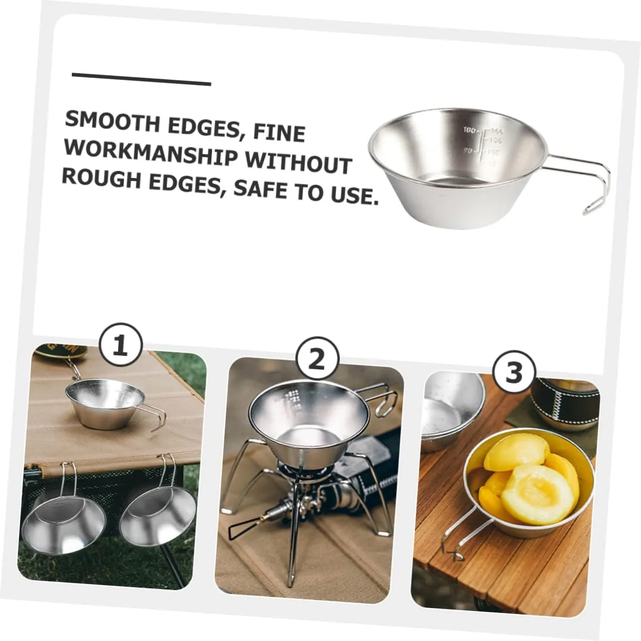 BESPORTBLE Stainless Steel Salad Bowl Cups Water Portable Outdoor Camping Foldable Bowl Camping Mug Camping