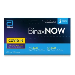 BinaxNOW COVID-19 Antigen Self Test, 1 Pack, 2 Tests Total, COVID Test With 15-Minute Results Without Sending to a Lab, Easy to Use at Home