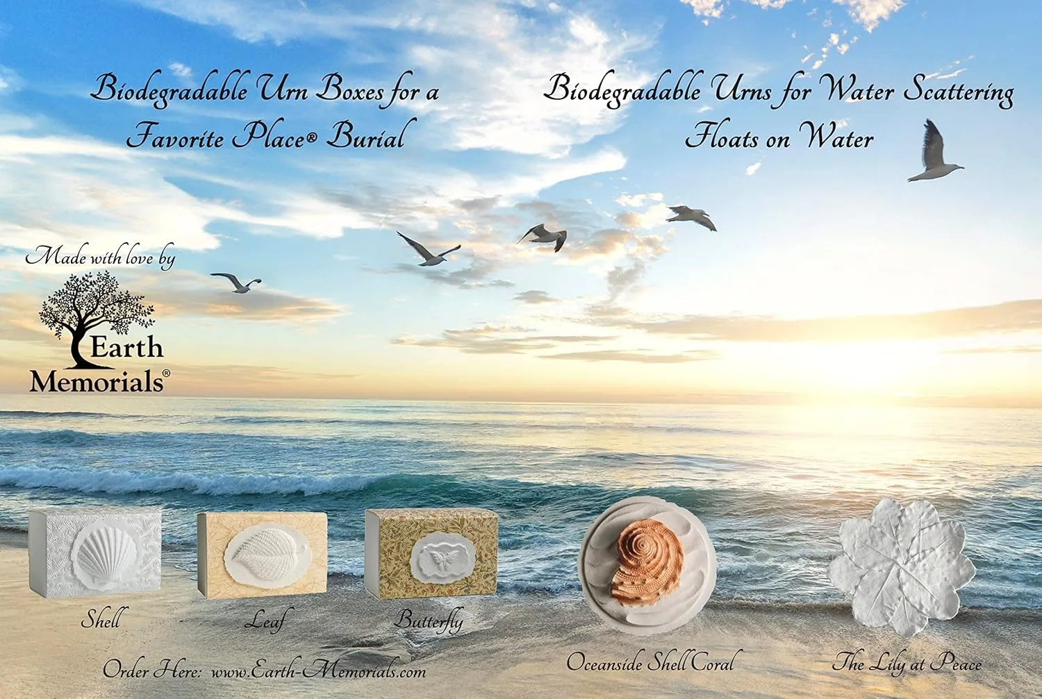 Biodegradable Urn for Human Ashes (The Lily at Peace) Water Burial Urn, Urn Floats in Water, Urn for Cremation, Ocean Water Scattering Urn for Ashes, Floating Urn, Adult Size W-302