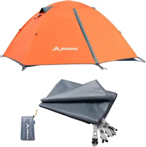 BISINNA 2 Person Backpacking Tent with Matching 2 Person Tent Footprint,Easy Setup Tent with Waterproof Camping Tarp for Outdoor Hiking