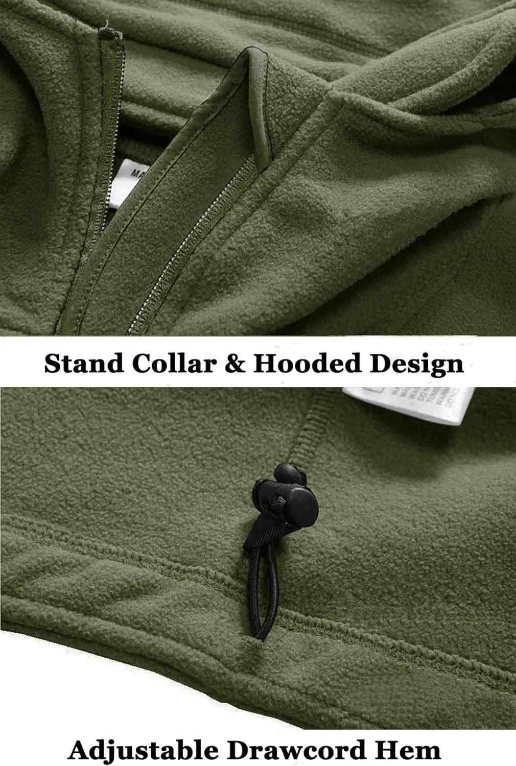 BIYLACLESEN Men's Winter Fleece Jackets Hooded Warm Military Tactical Coats Sport Outdoor Fleece Jacket Coats