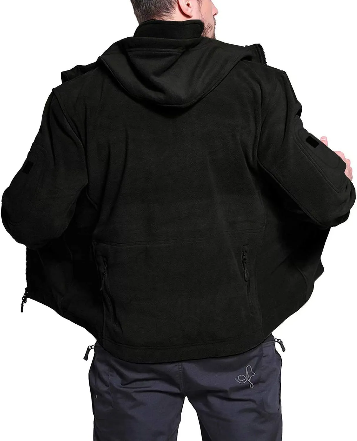 BIYLACLESEN Men's Winter Fleece Jackets Hooded Warm Military Tactical Coats Sport Outdoor Fleece Jacket Coats